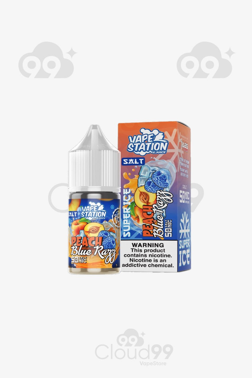vape station- salt peach blue rayy